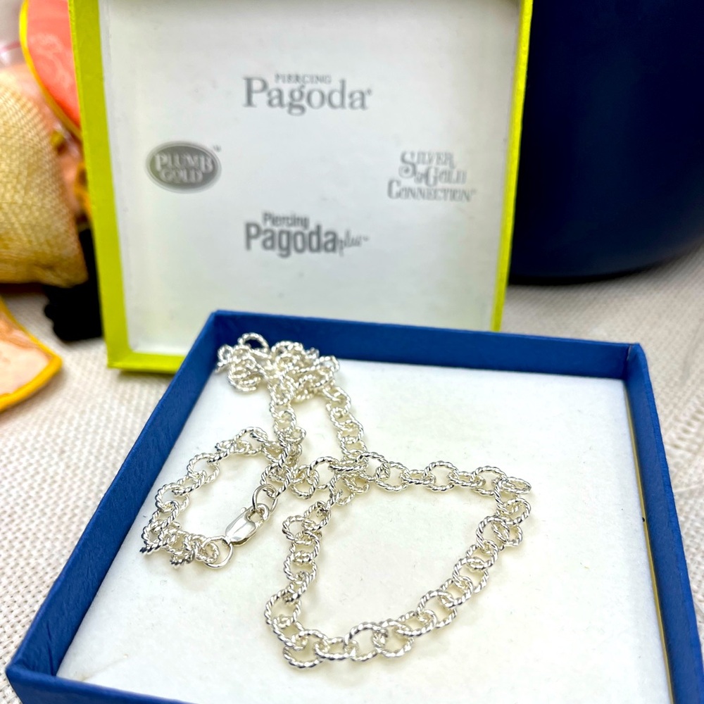 Vintage Piercing Pagoda 925 Sterling Silver 16” Necklace